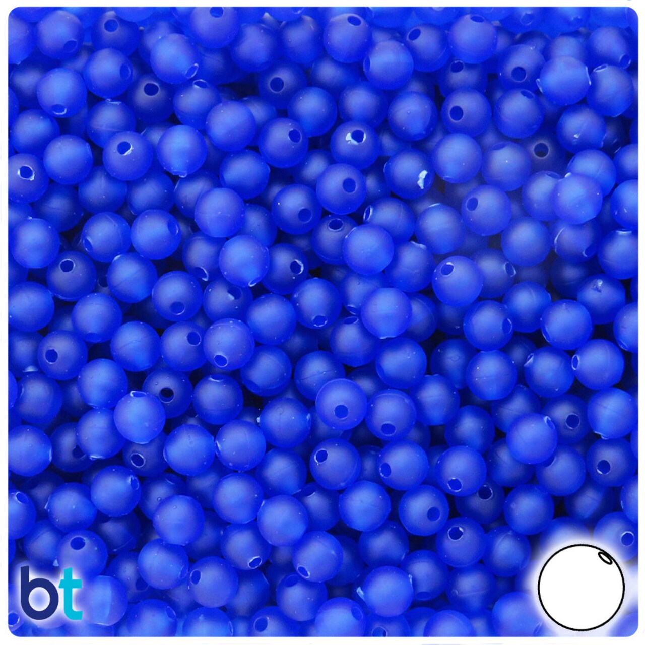 BeadTin Midnight Frosted 6mm Round Plastic Craft Beads (500pcs)